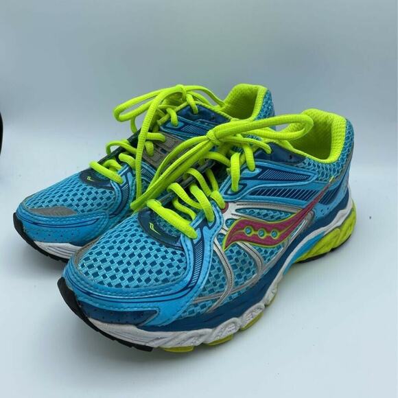 Saucony Womens Progrid Pinnacle 2 Running Shoes Blue Green Low Top Lace Up 7M - Picture 2 of 8